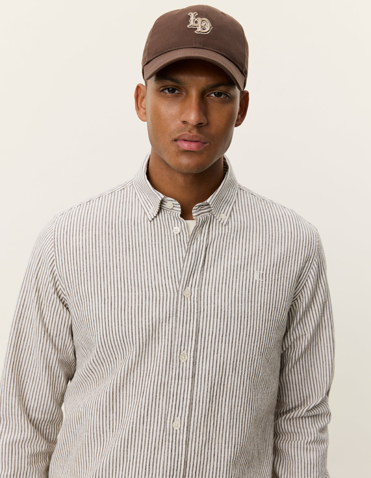 Konrad stripe Cotton linen shirt Teak
