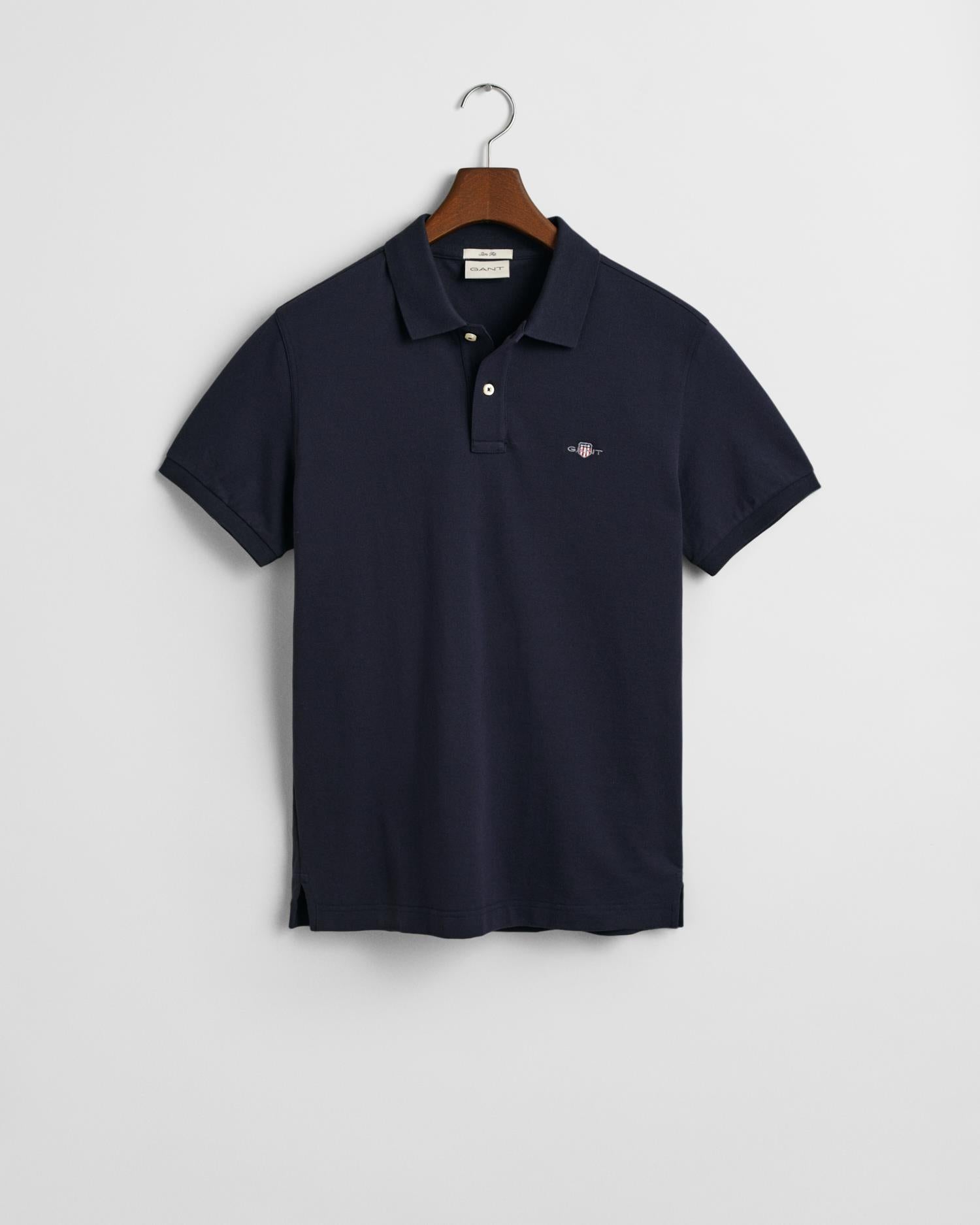 Klassisk Piquéskjorte I Slim Fit Evening Blue