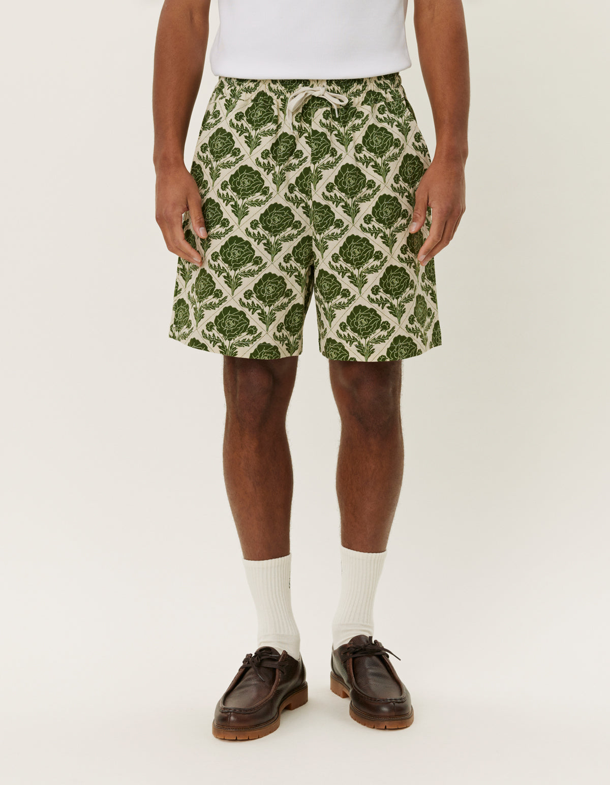 Lesley Flower Tile AOP Shorts Vintage Green/Ivory