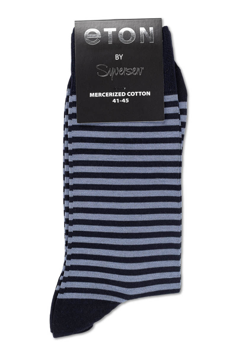 Eton Merc.Cotton Small Stripes Dark Blue/Light Blue