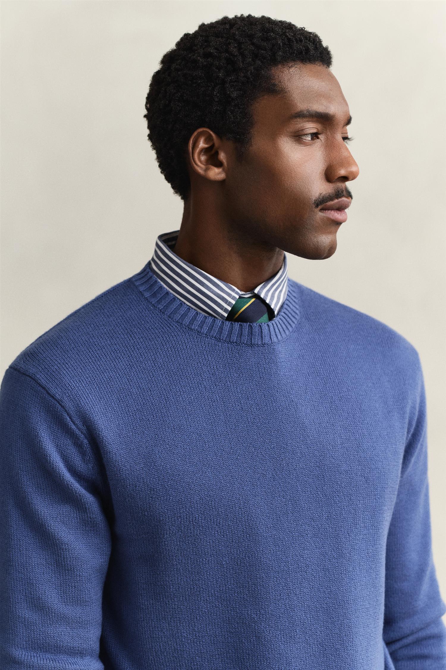 Cotton Blend C-Neck Vintage Blue