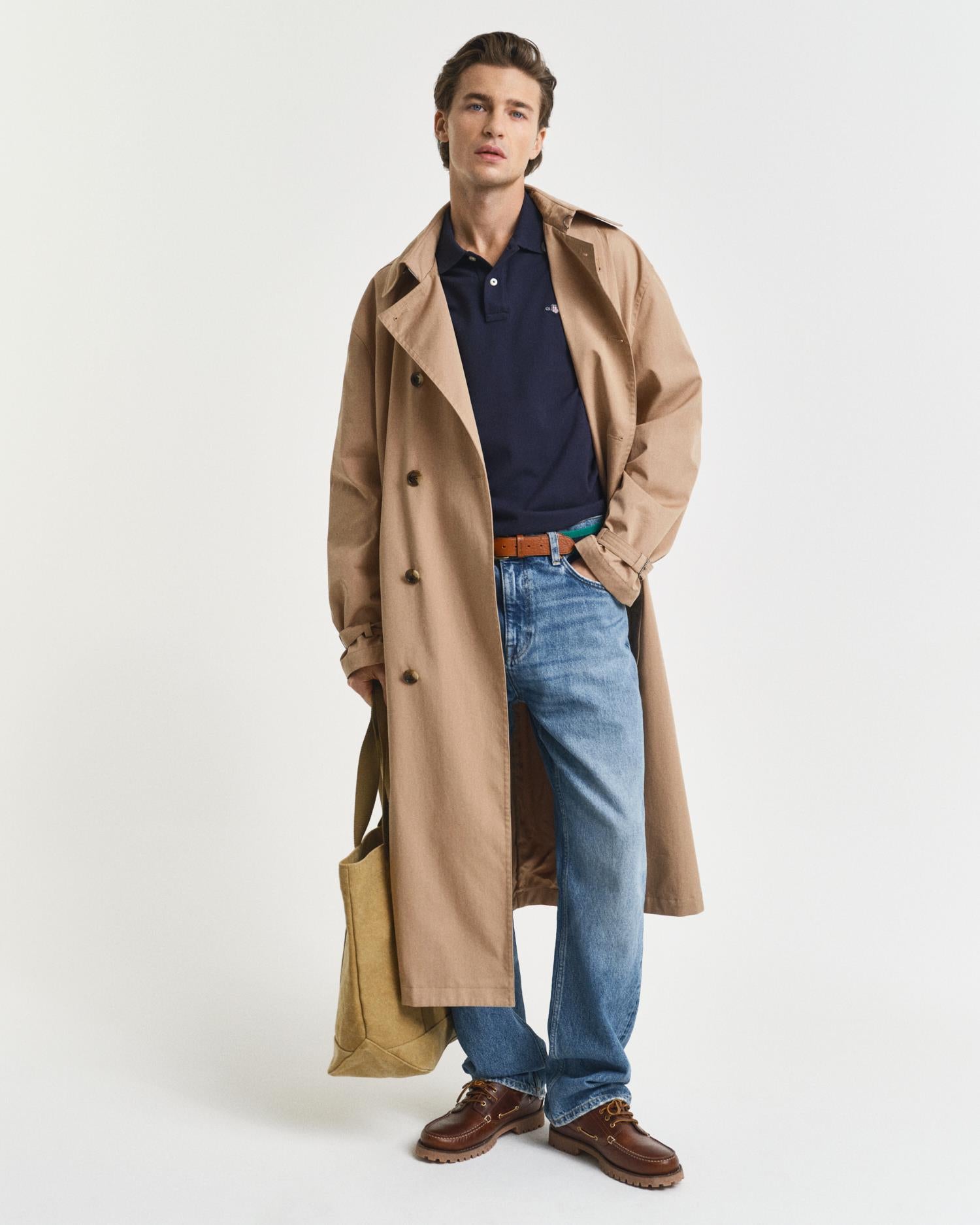 Klassisk Piquéskjorte I Slim Fit Evening Blue