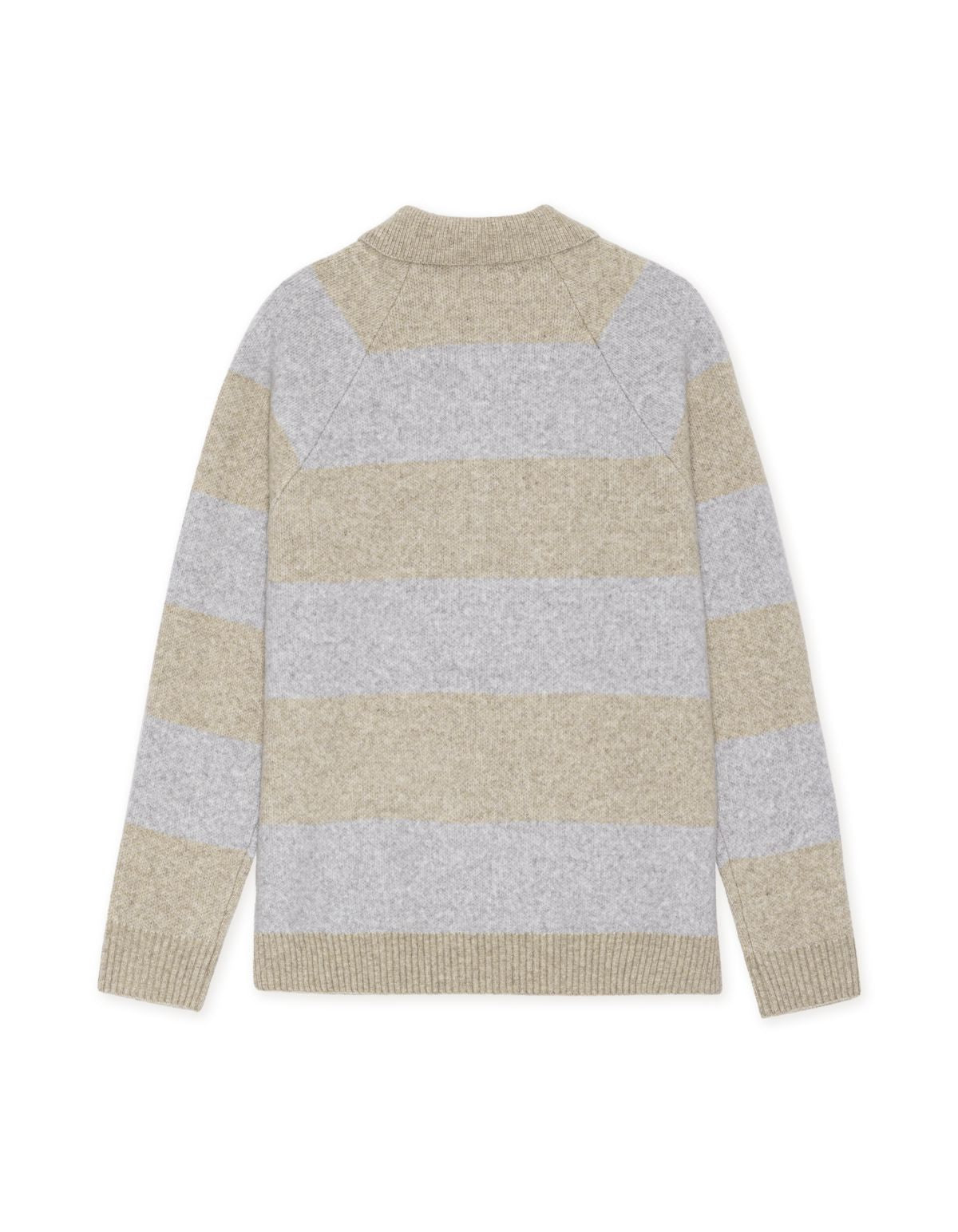 Striped Melange Knitted Polo Light Sand Melange