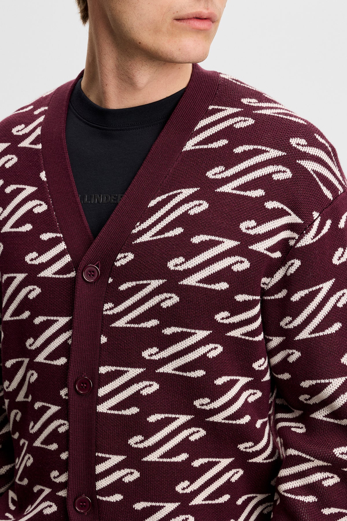 Denny Jacquard Cardigan Burgunder