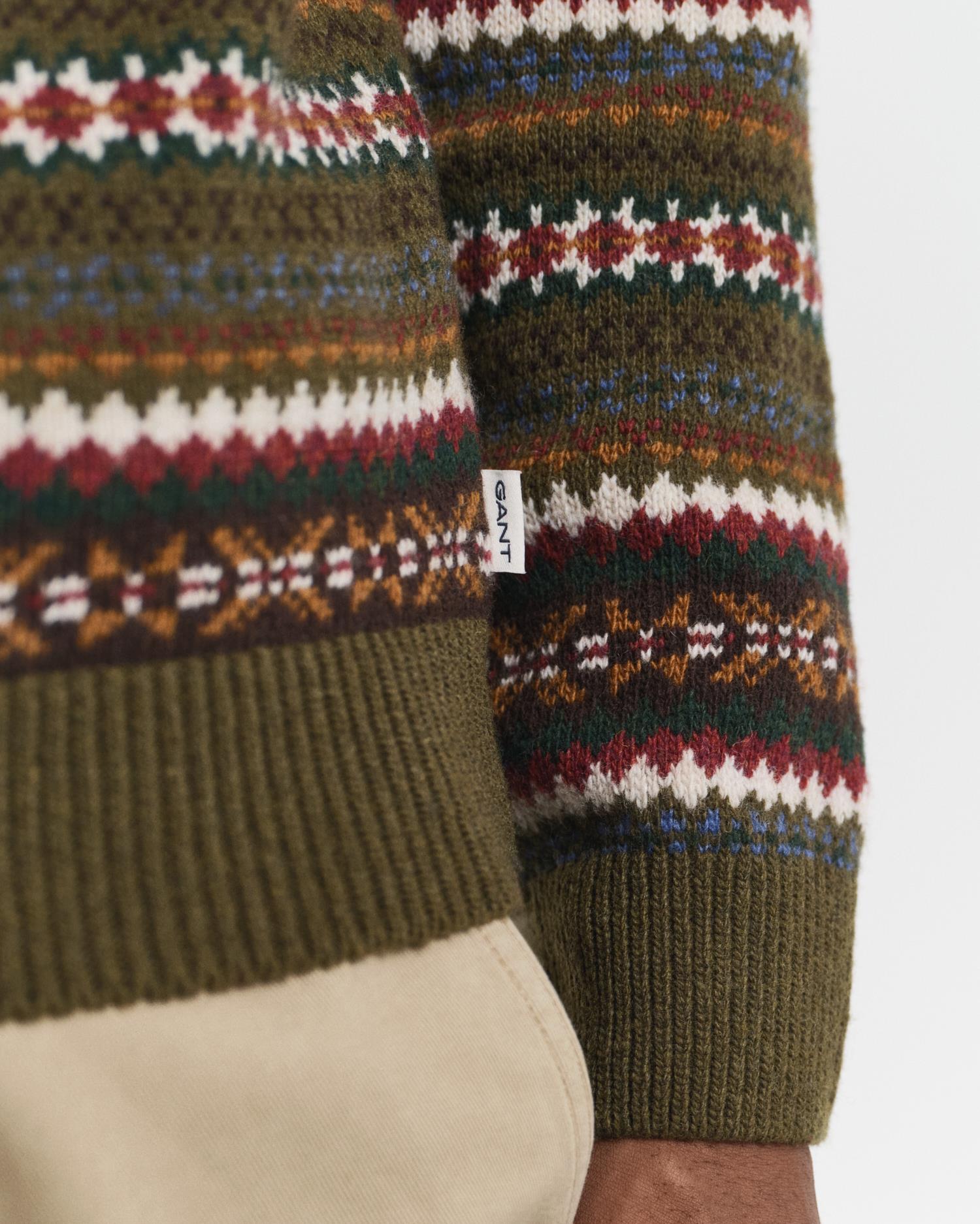 Fair Isle C-Neck Country Green