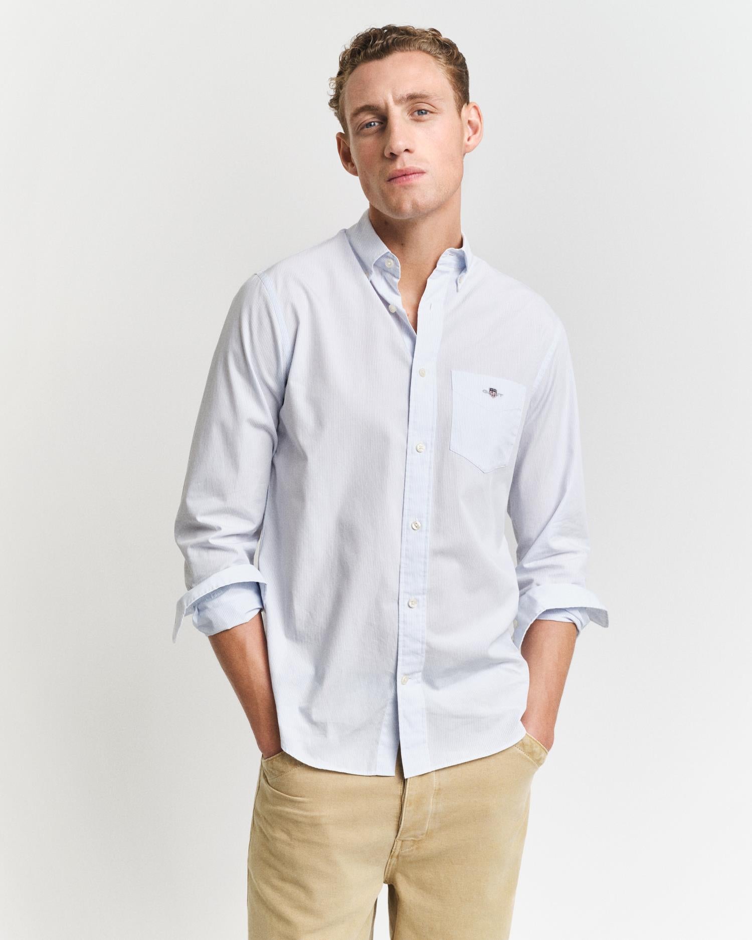 Reg Classic Poplin Banker Shirt Light Blue