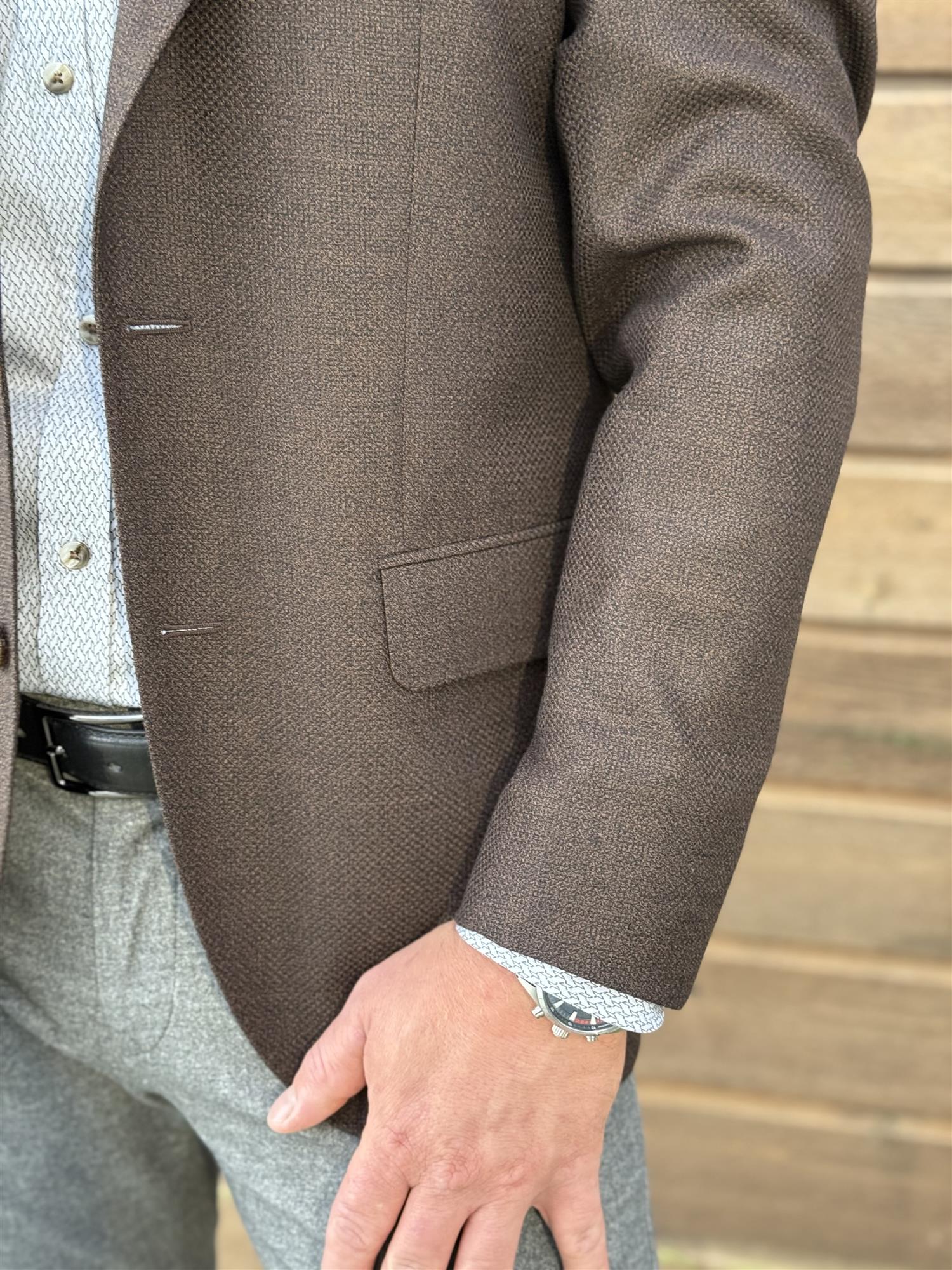 6135 Hopsack - Star Napoli Ciemny brąz