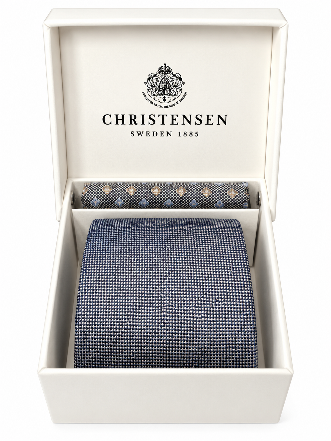 Tie & pocket square box set Gråblå