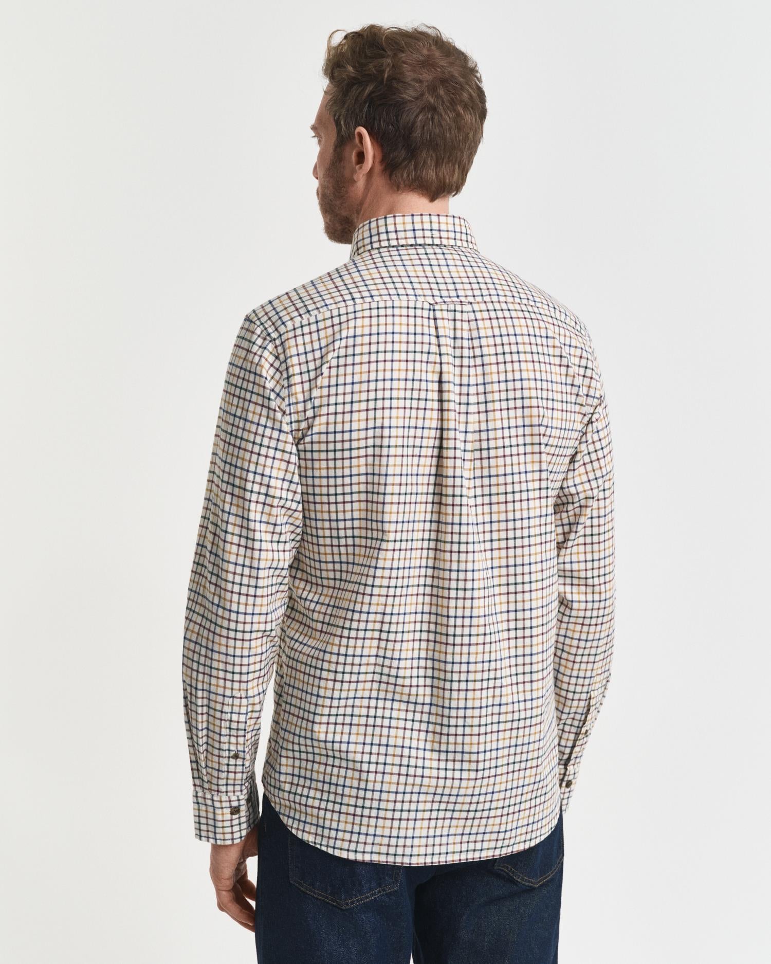 Reg Twill Check Shirt Mahogany Brown