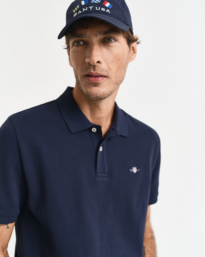 TEXTURED POLO Evening Blue