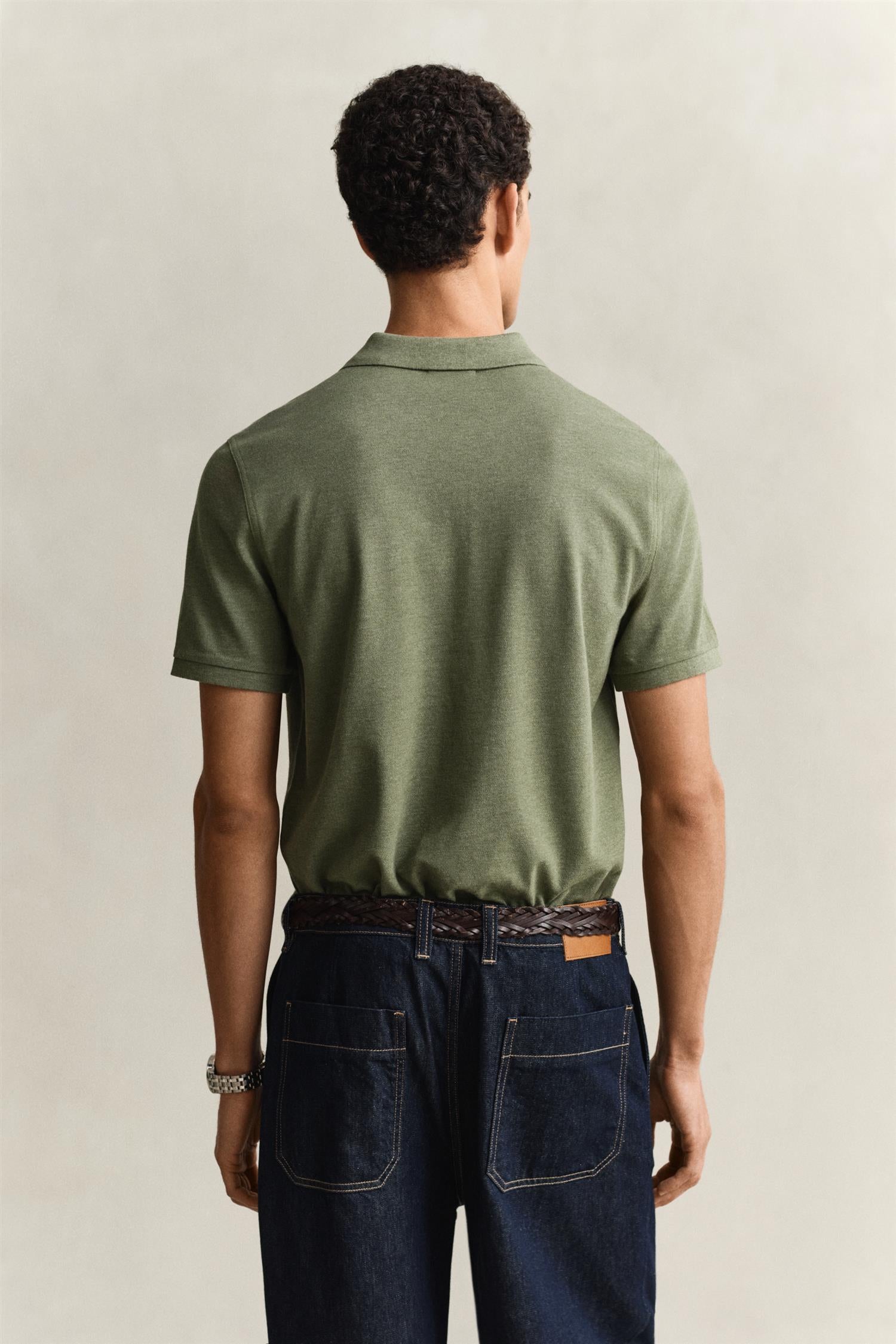 Reg Shield Ss Pique Polo Dark Cactus Melange