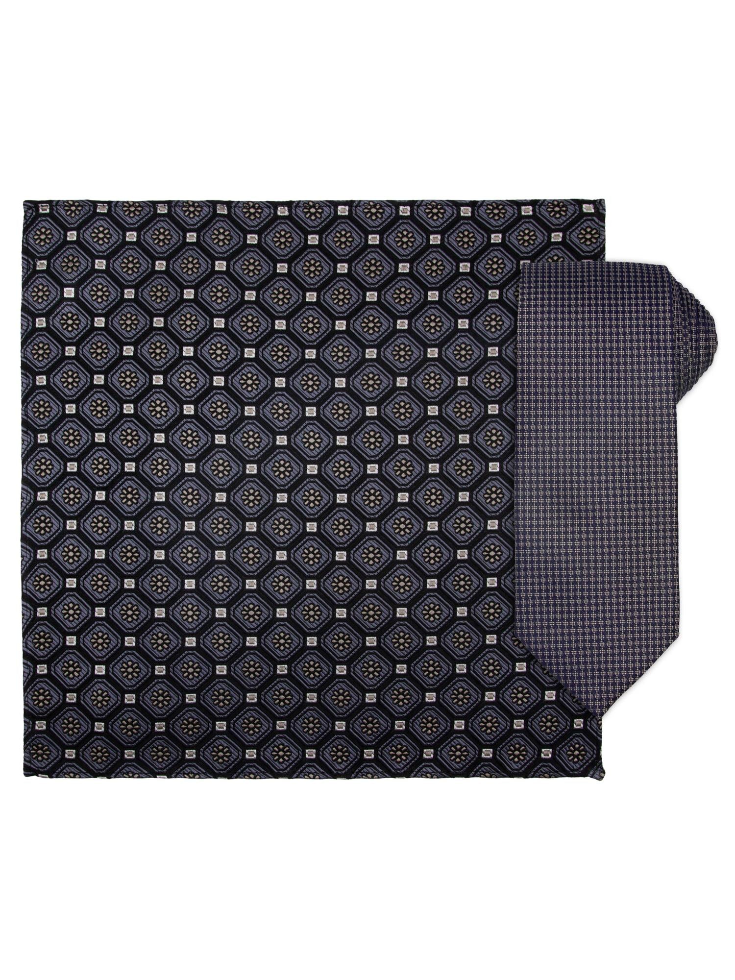 Santi silkeslips+lommetørkle mønstert Navy