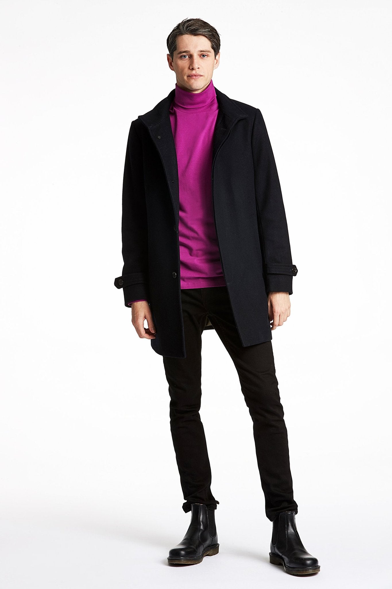 Recycled wool funnet neck Navy