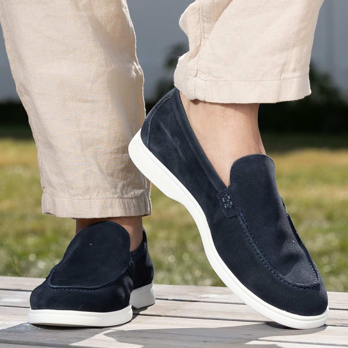 Sport loafer suede navy Blå