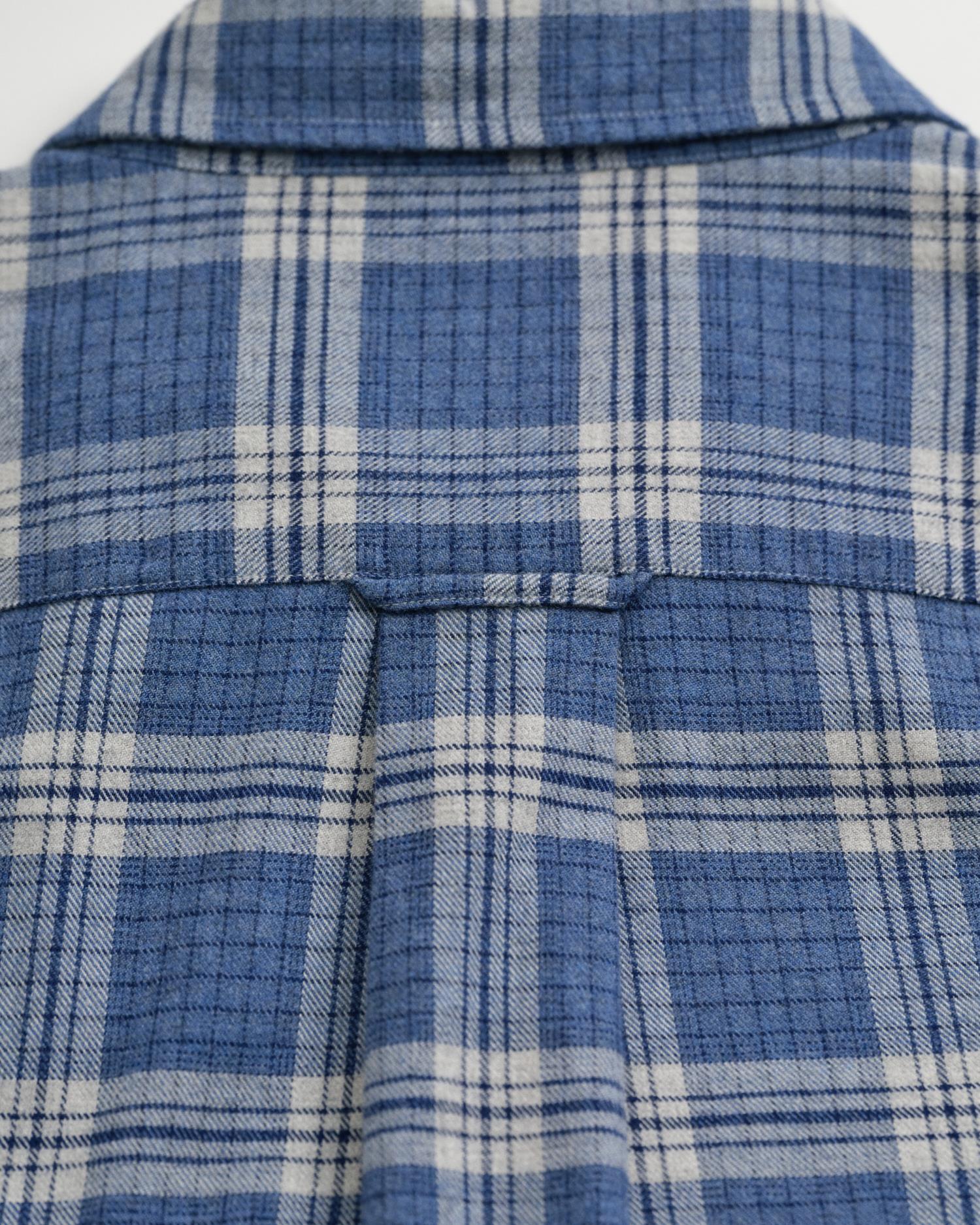 Reg Flannel Melange Check Shirt Denim Blue Melange