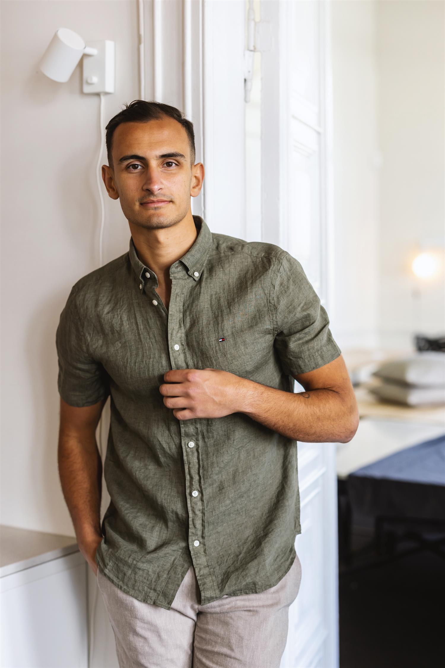 PIGMENT DYED LINEN RF SHIRT S/S Battle Green