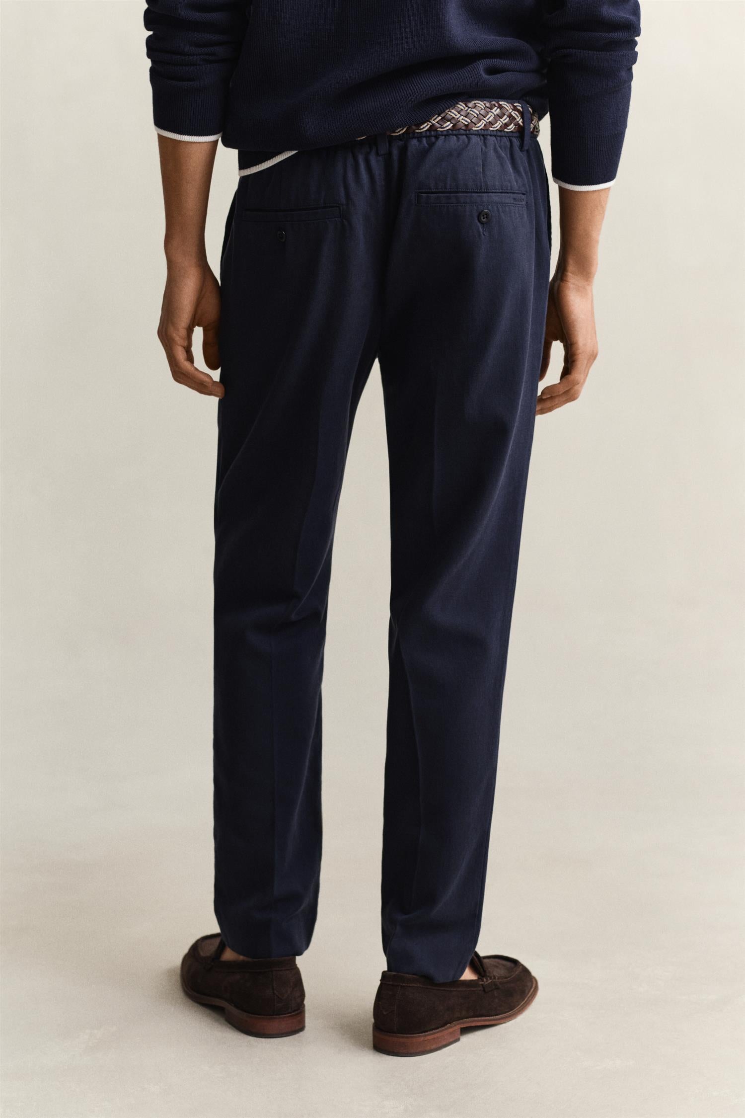 Slim Smart Cot/lyocell Pants Evening Blue