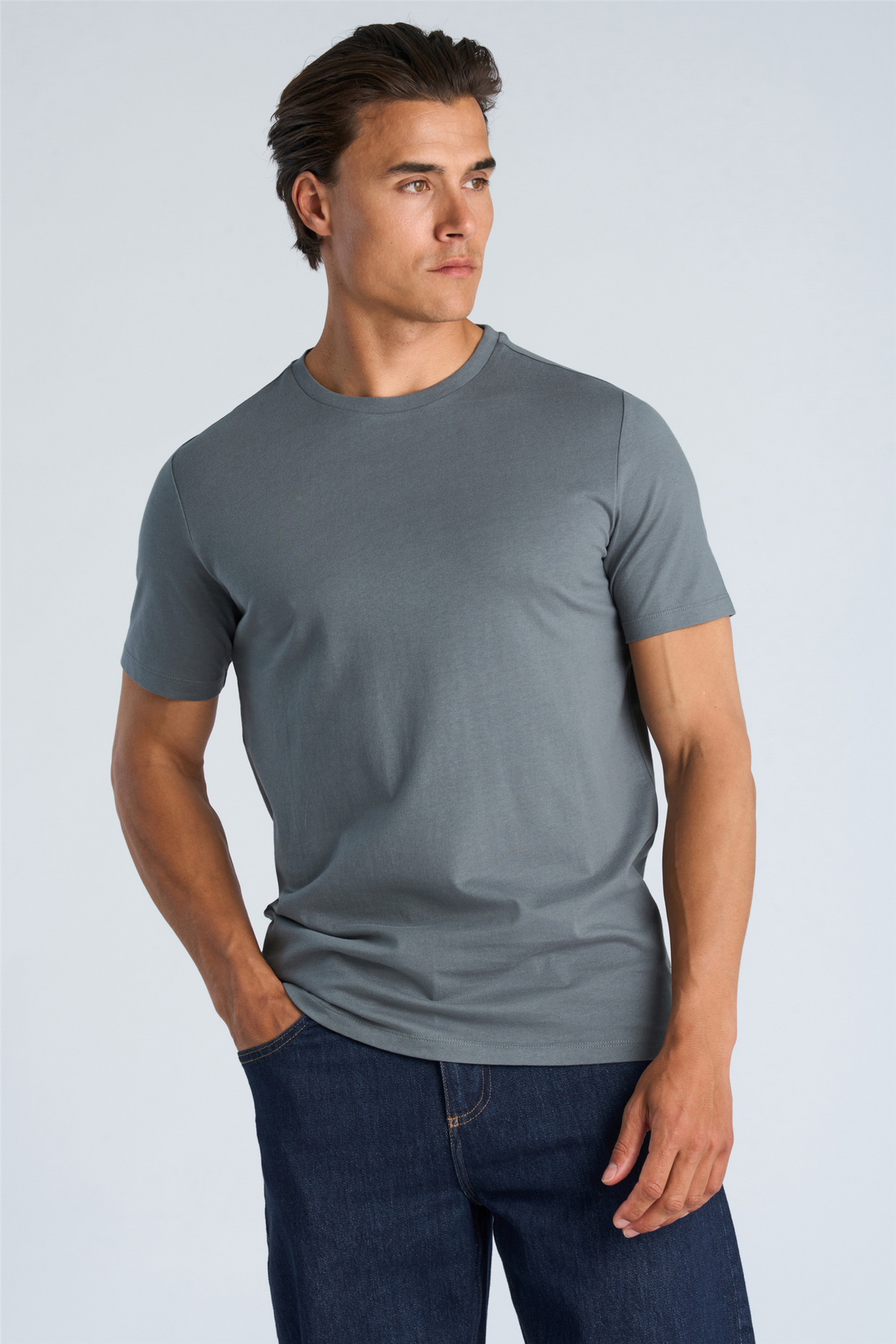 Basic Tee S/s Blue Grey