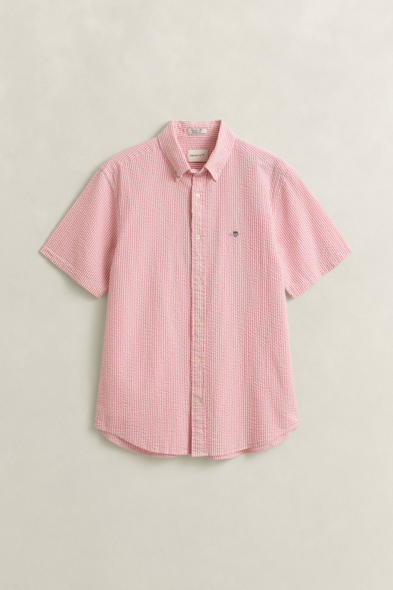 Reg Seersucker Stripe Ss Shirt Rose Pink