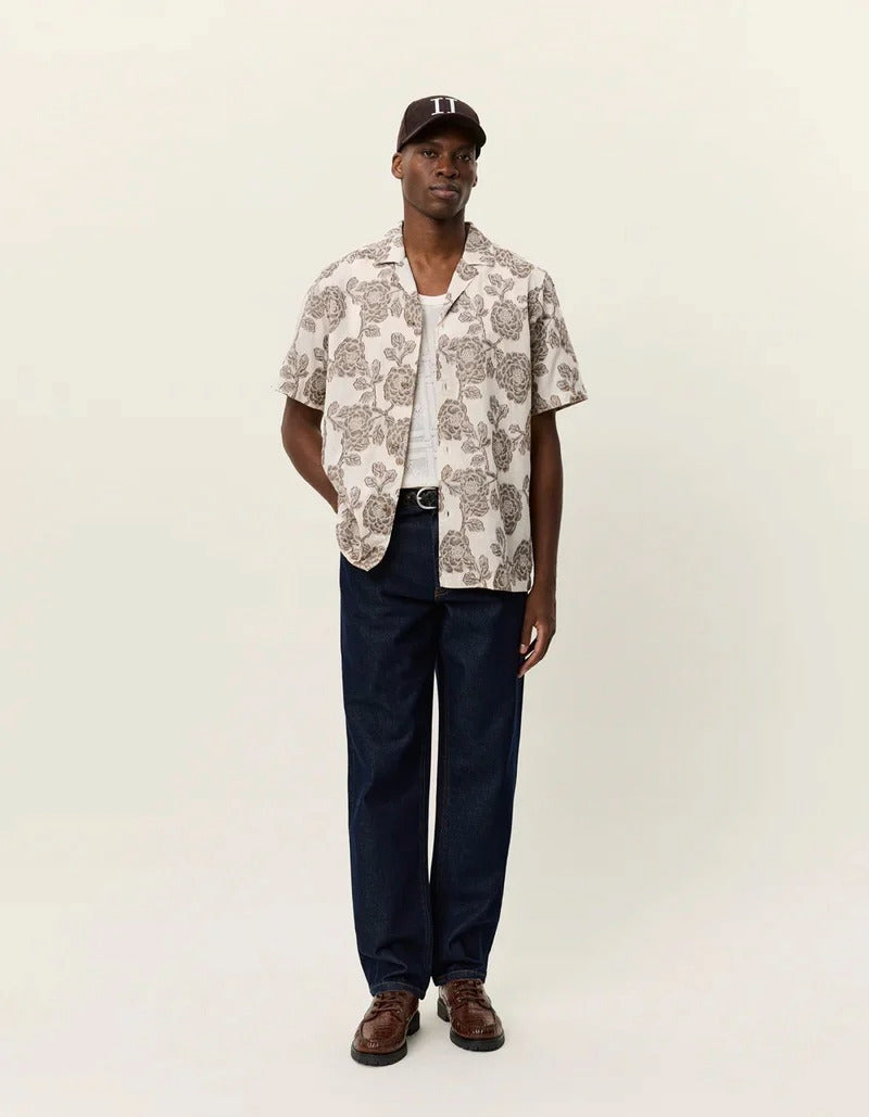 Lesley flower jacquard SS shirt Ivory