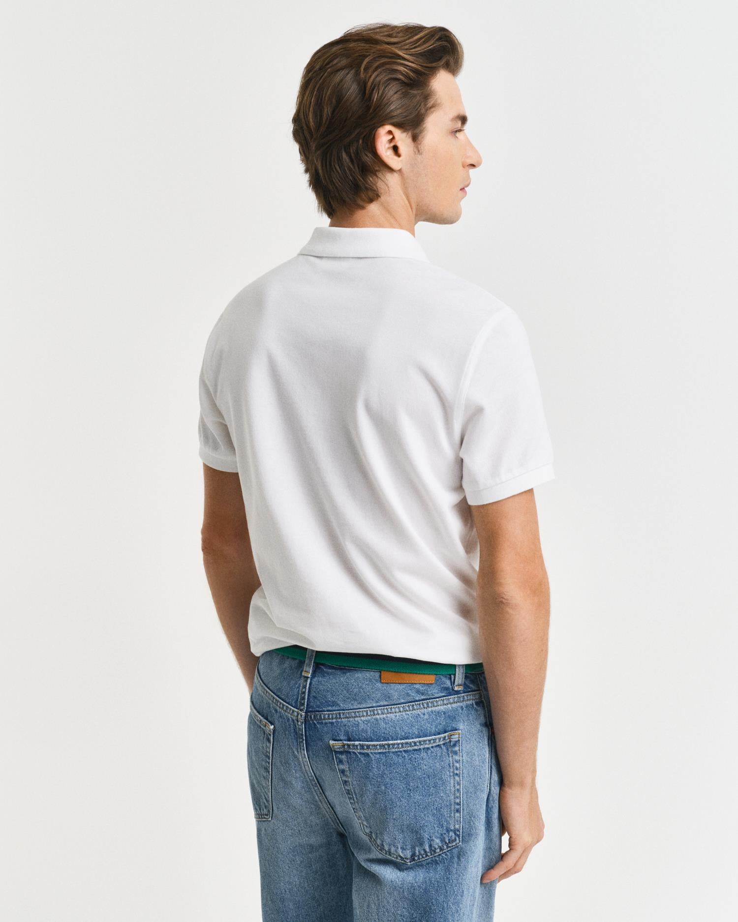Klassisk Piquéskjorte I Slim Fit White