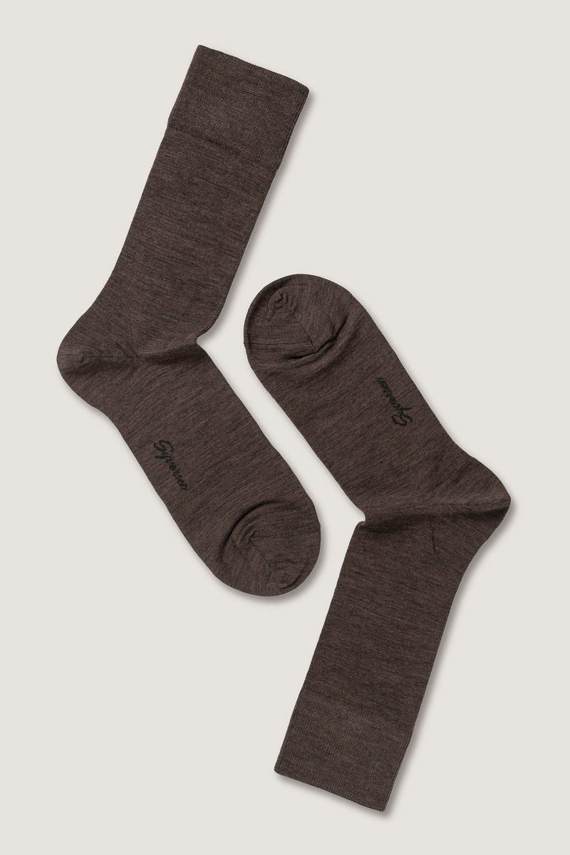 Fine Wool Crew Sock Brown Melange