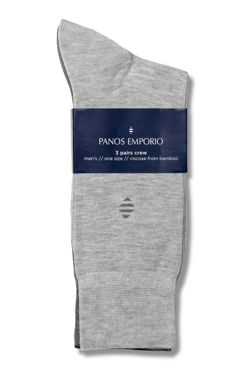 3pk Daniel Bamboo Crew Grey Heather