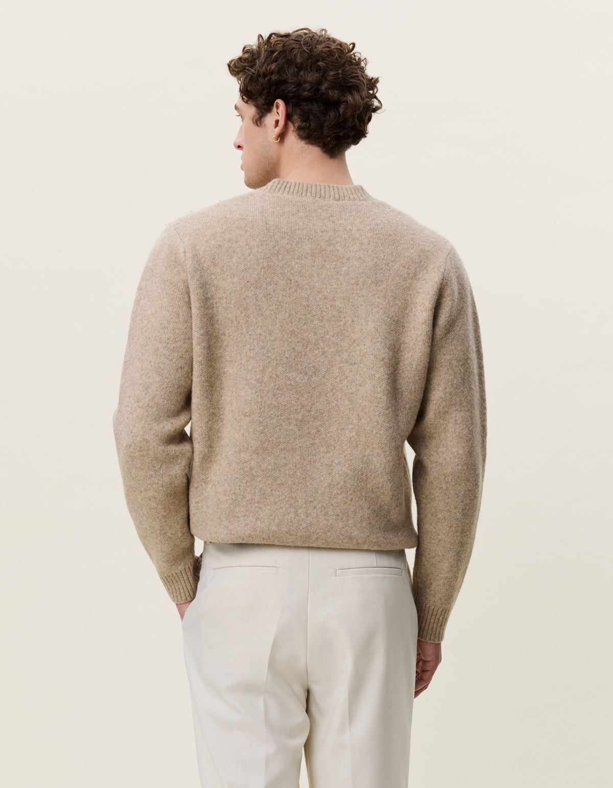Melange V-Neck Knit Light Sand Melange