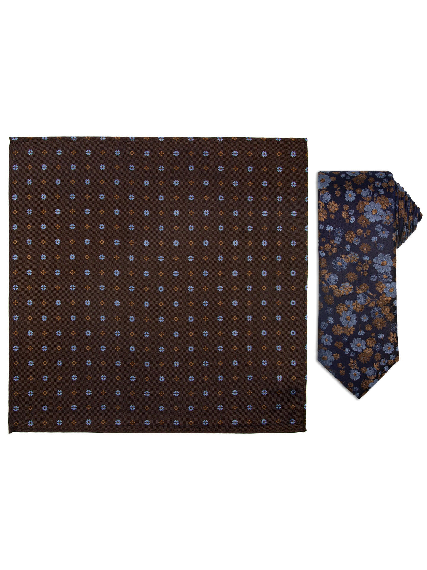 Santi silkeslips+lommetørkle Brun