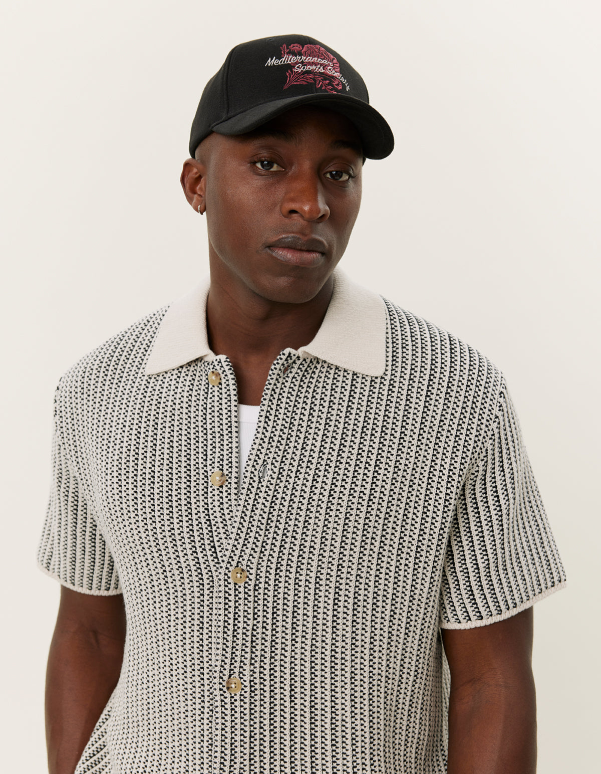 Easton Knitted SS Shirt Ivory/Black