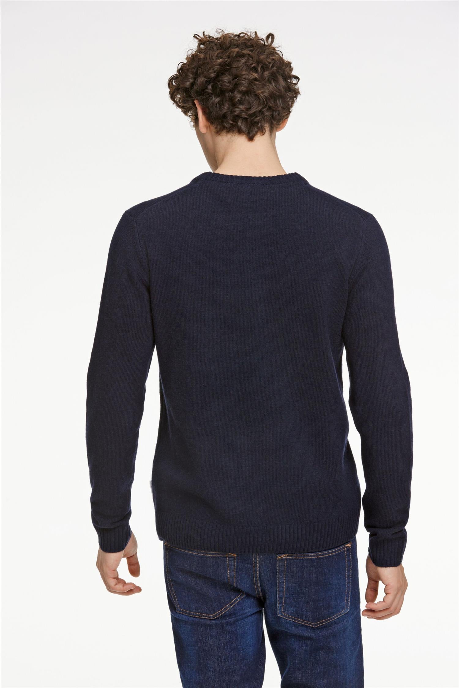 Lambswool o-neck knit Navy