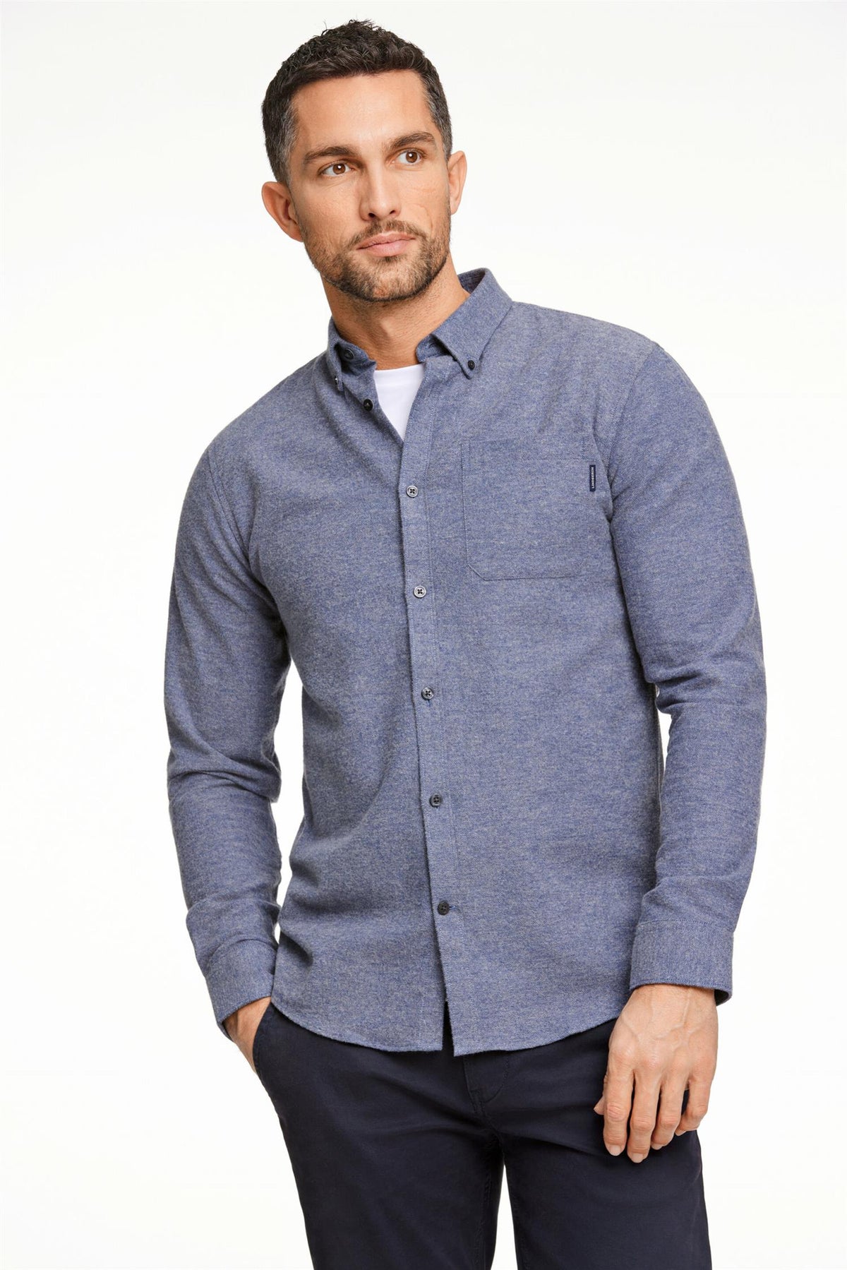 Brushed twill shirt L/S Blue