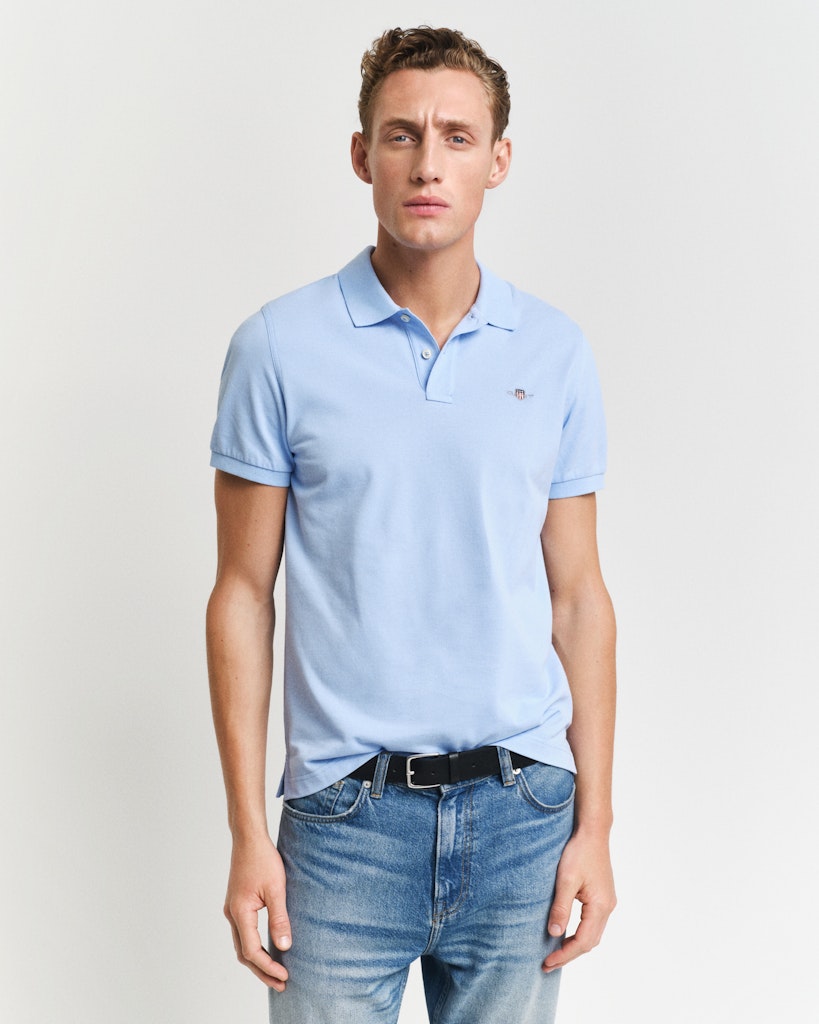 Klassisk Piquéskjorte I Regular Fit Capri Blue