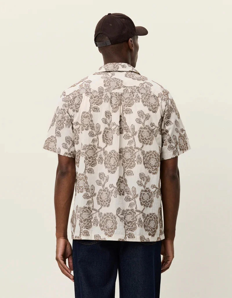 Lesley flower jacquard SS shirt Ivory