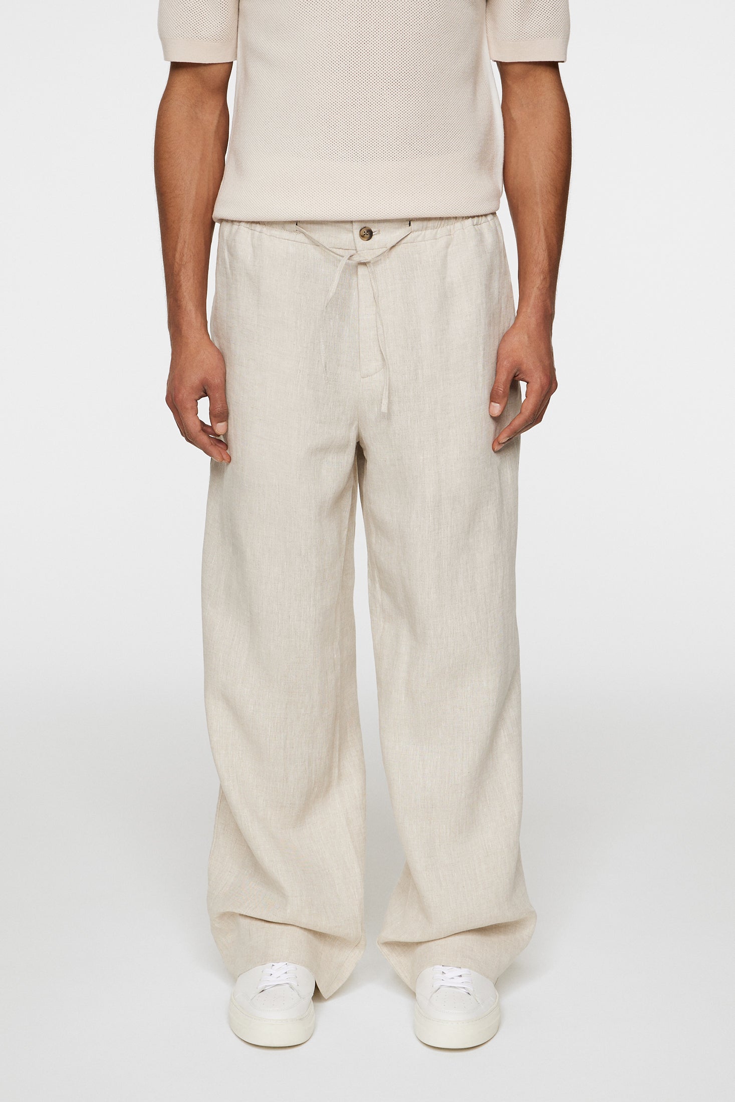 Spodnie lniane Noah Drape Moonbeam