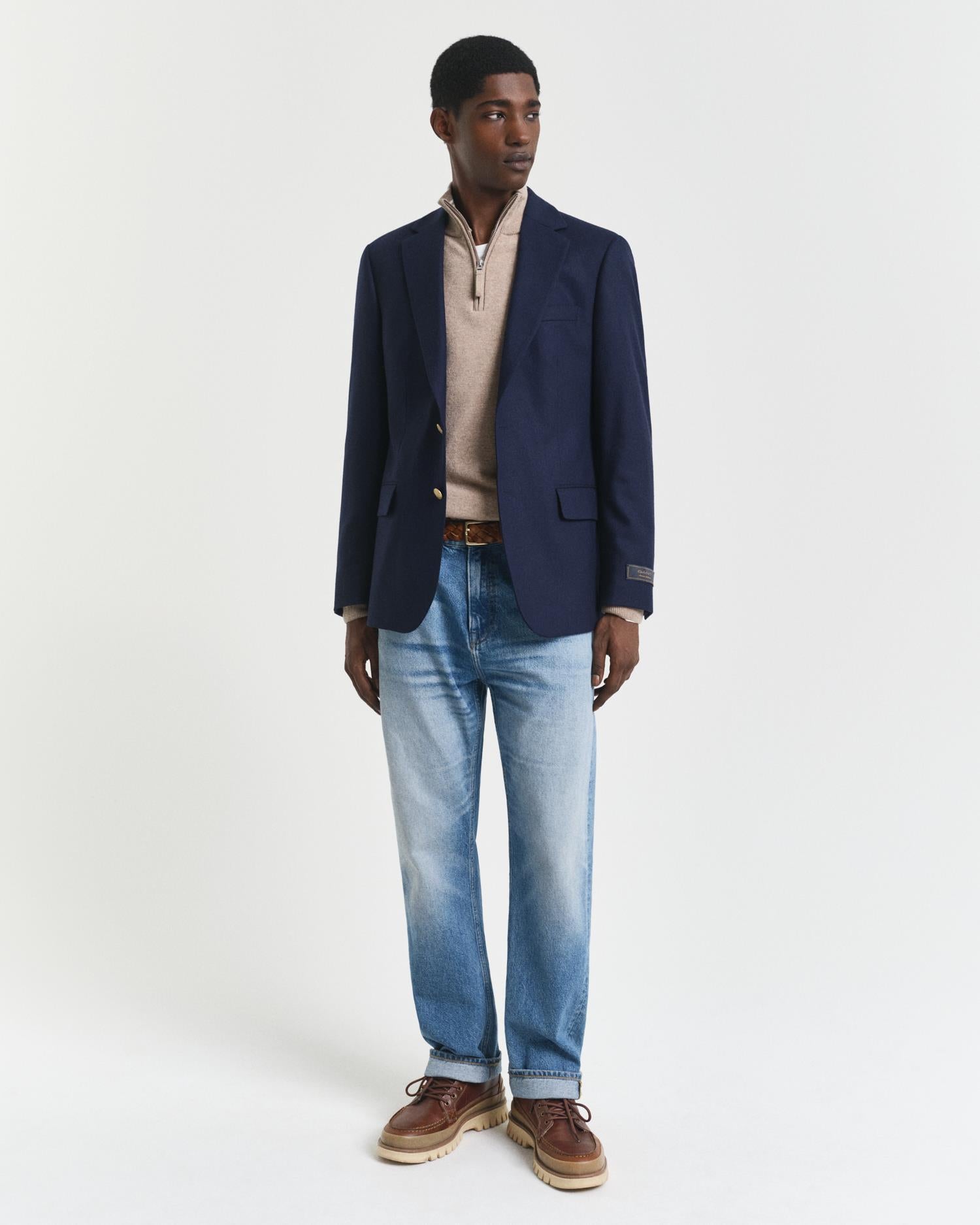 Lammeullsgenser Med Half-Zip Dk Sand Melange