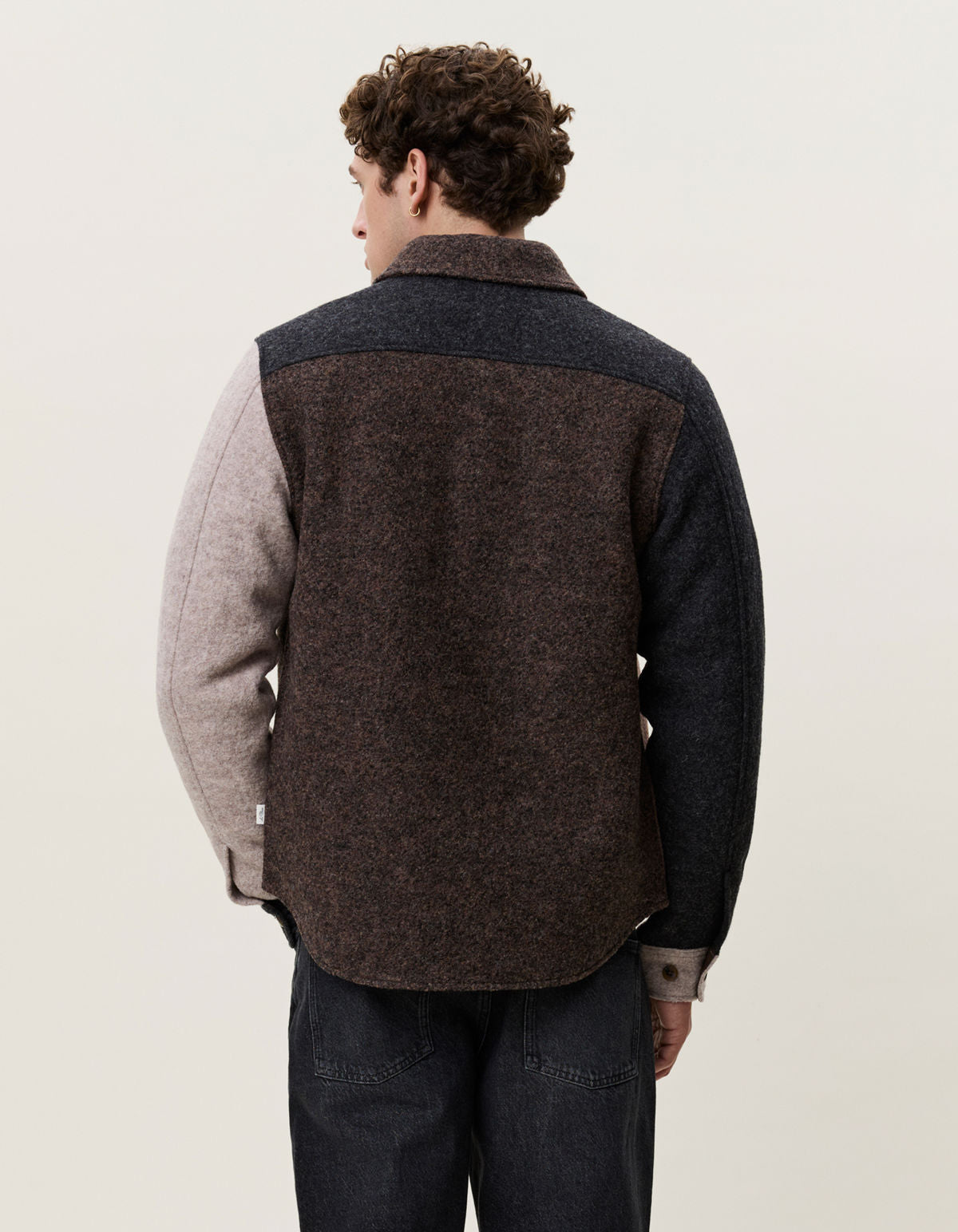 Wool Colourblock Overshirt Molé Brown