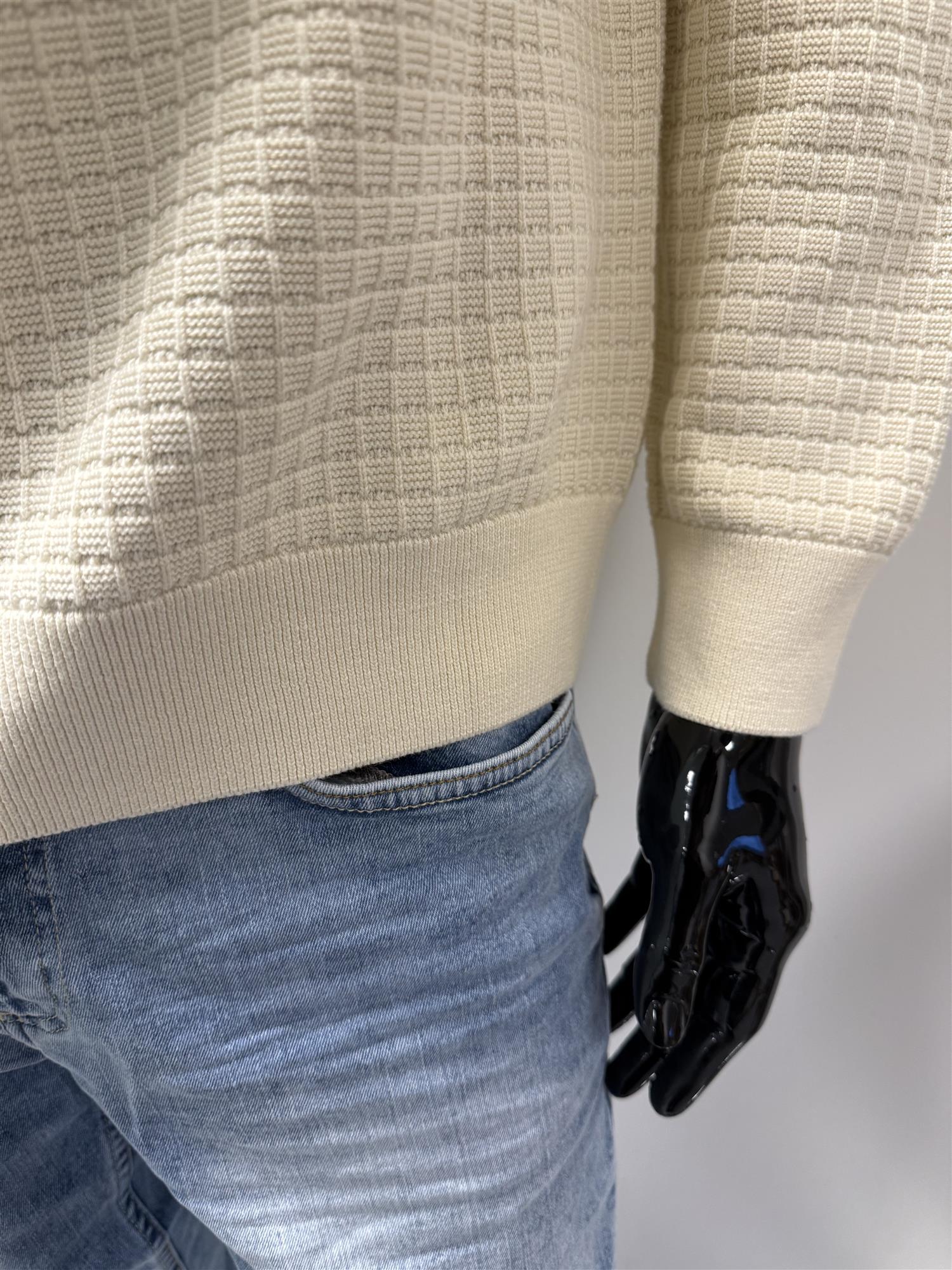 Cotton textured zip cardigan