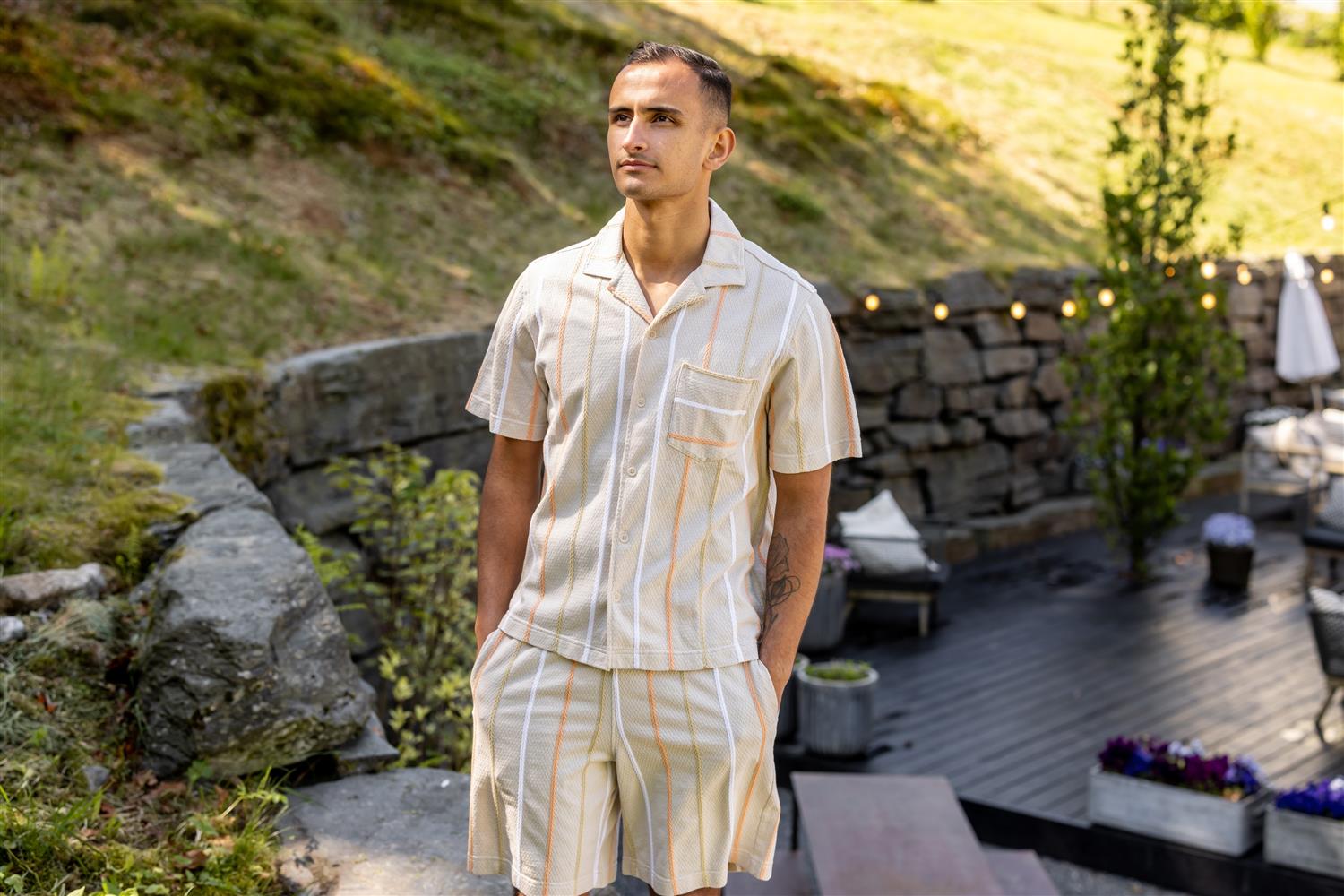 Theron Stripe Resort Shirt Moonbeam