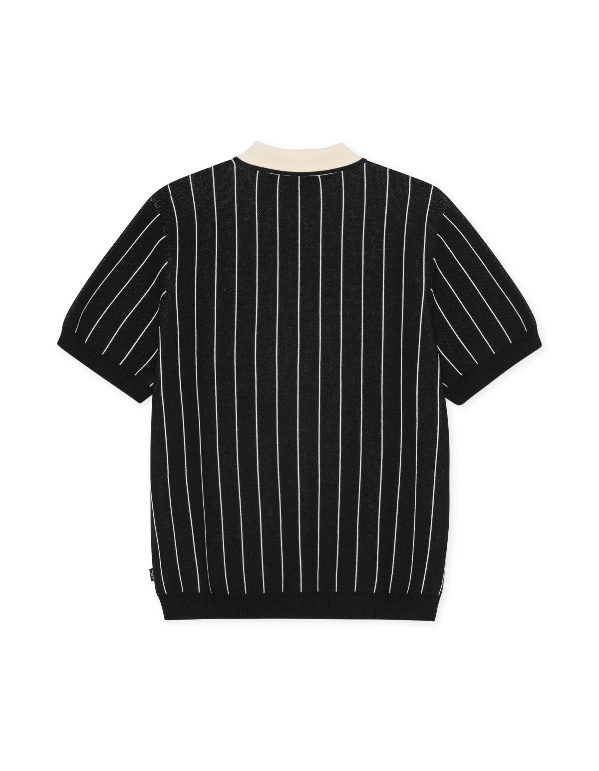 Pinstripe Knitted Polo Black