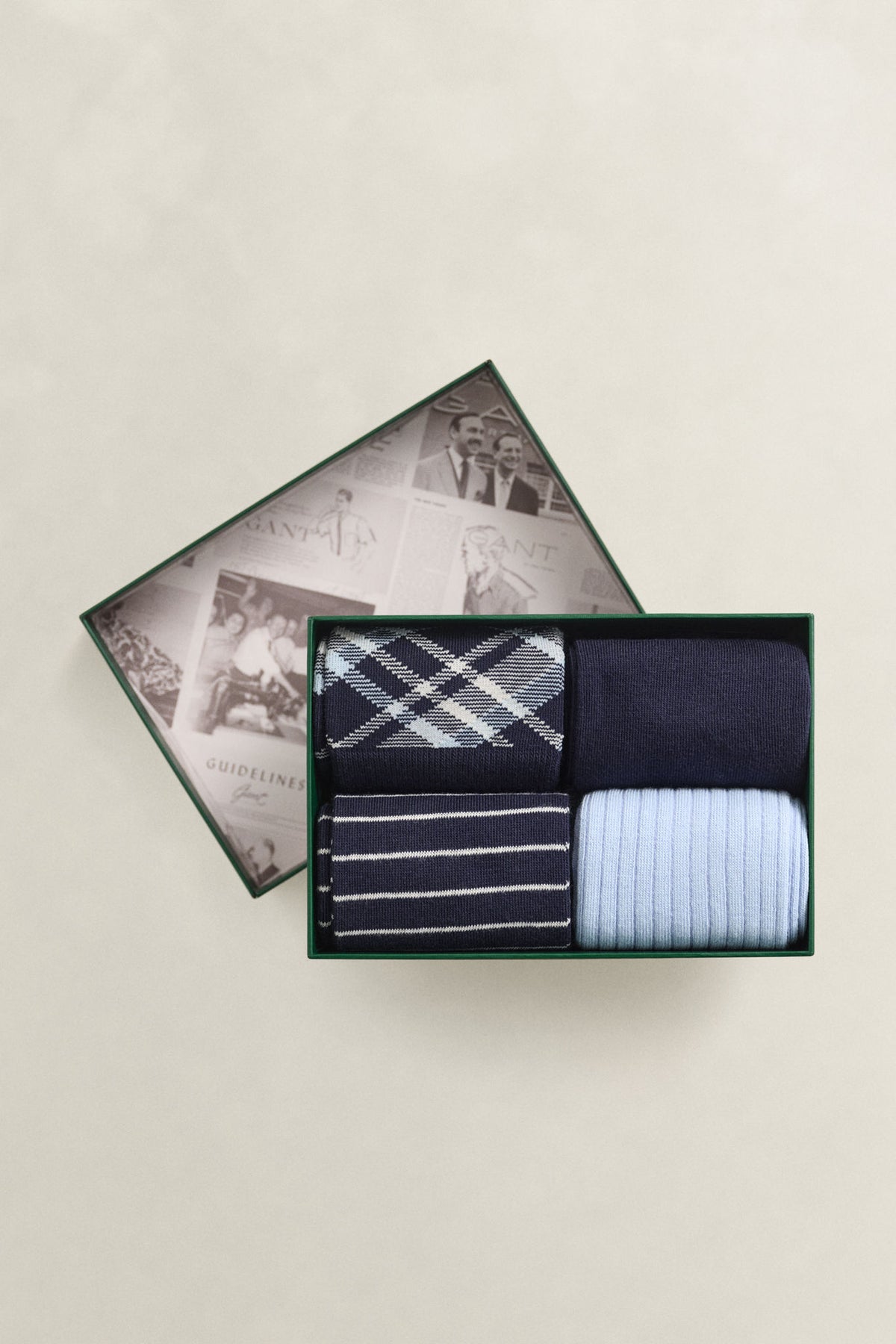 Checked Socks 4-Pack Gift Box Evening Blue