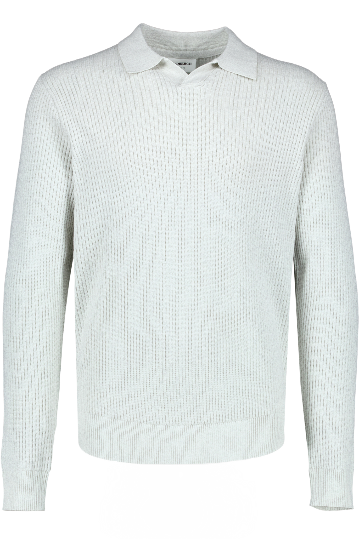 Ribbed L/s V-Neck Polo Off White
