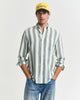 REG COTTON LINEN BOLD STRIPE SHIRT Woody Green