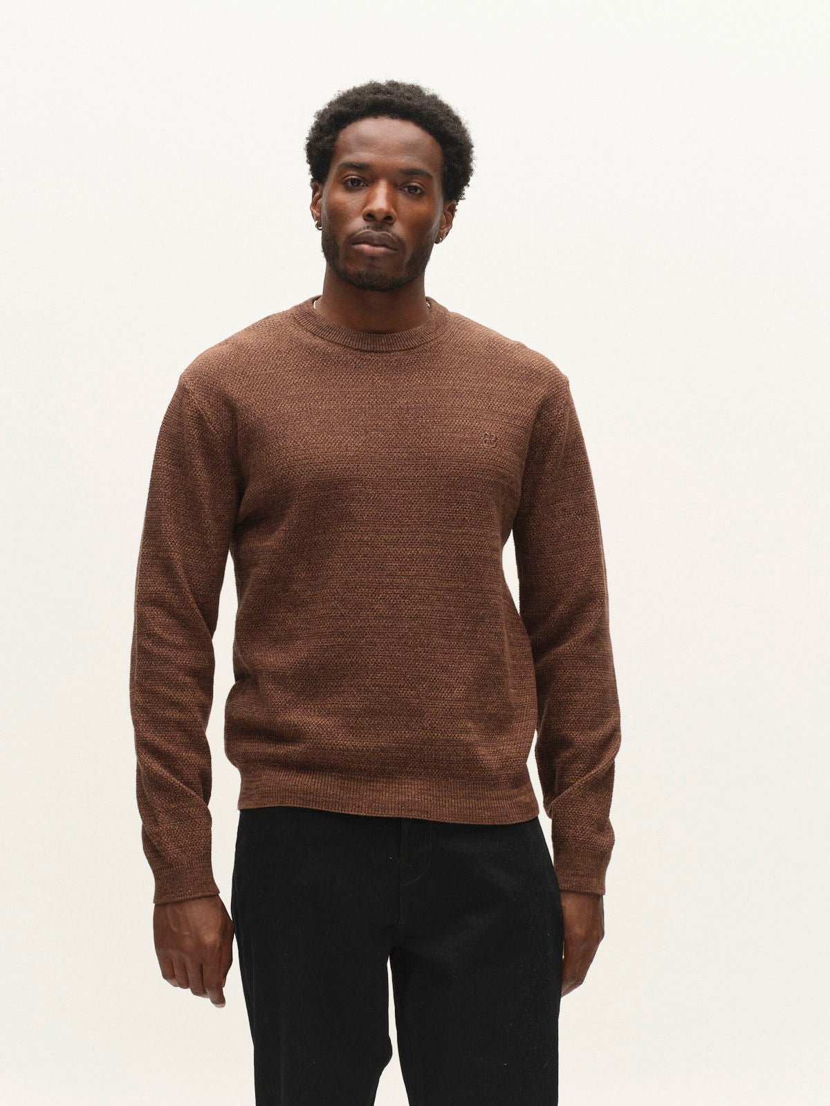 Gablamix Coro O-Neck Lsknit Brown Slate