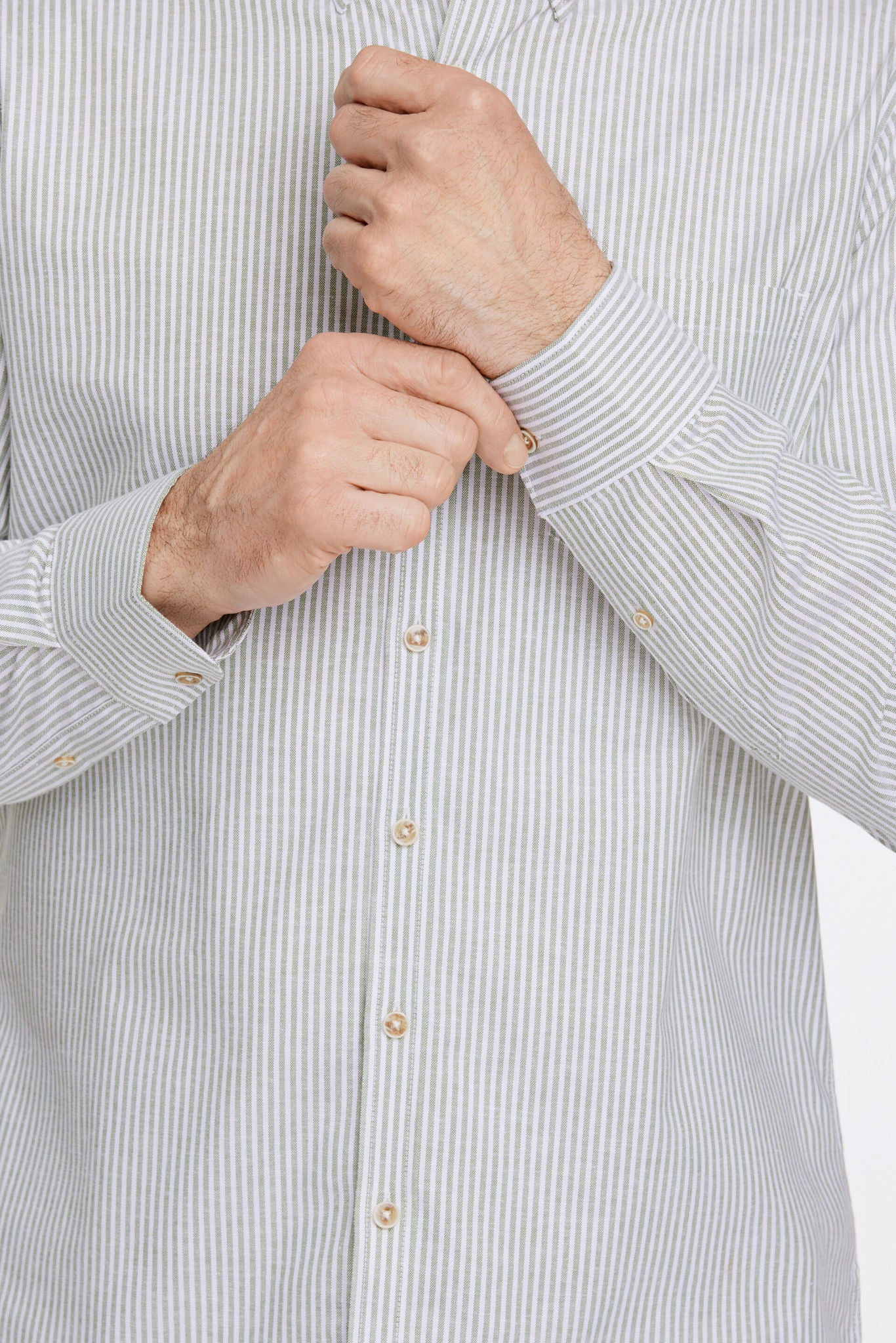 Striped superflex oxford L/S Lt Army