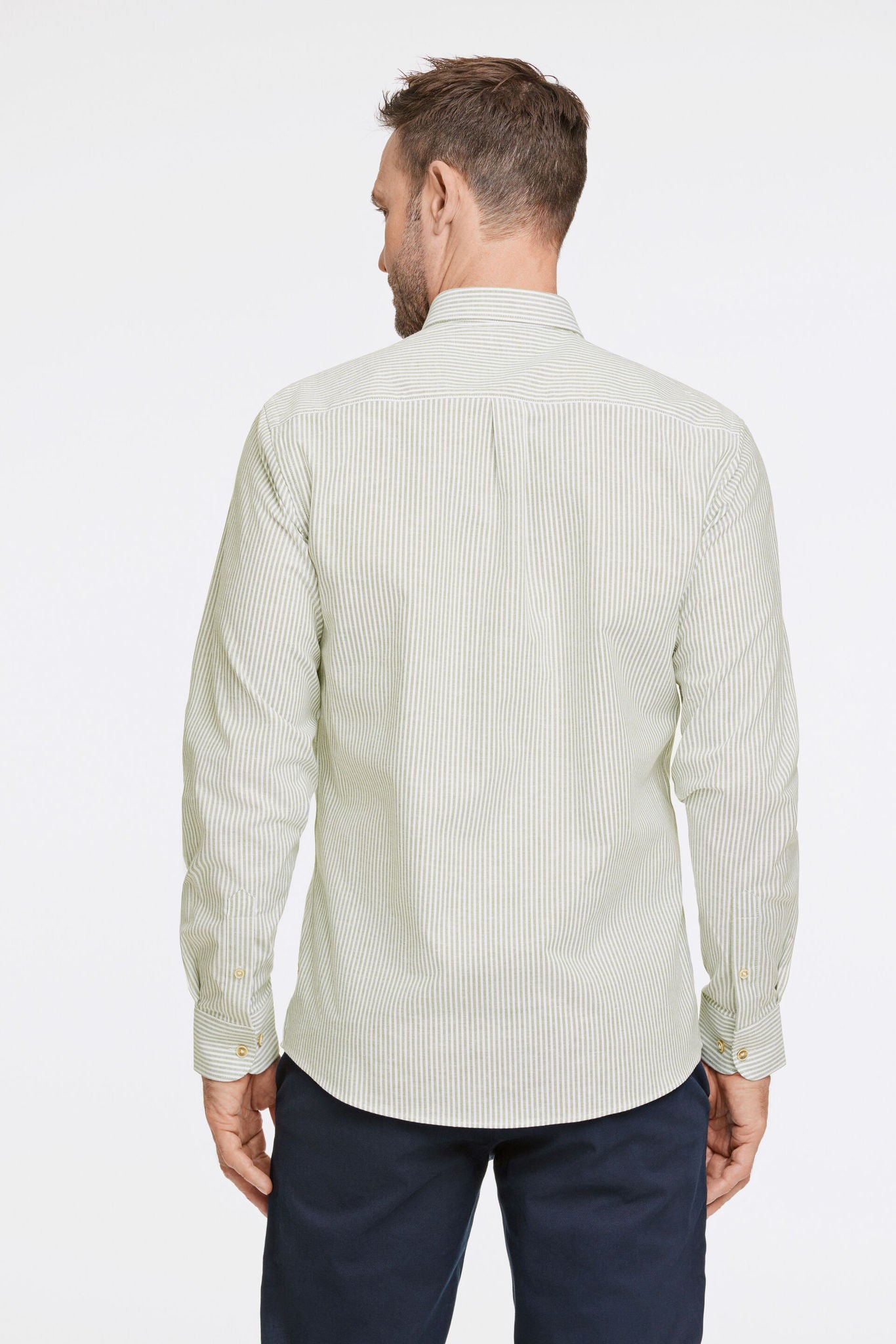 Striped superflex oxford L/S Lt Army