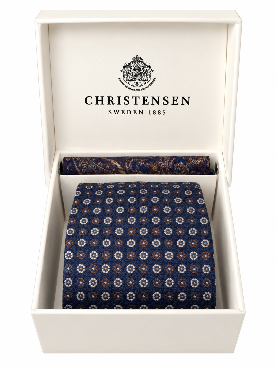 Tie & Pocket Square Box Set Navy/Brown