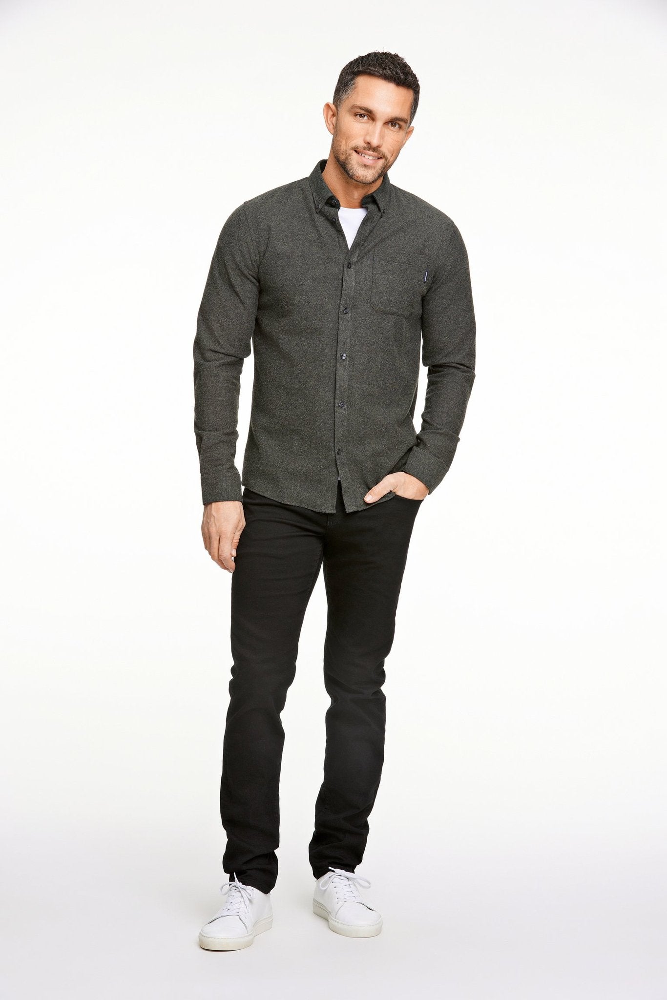 Brushed twill shirt L/S Army