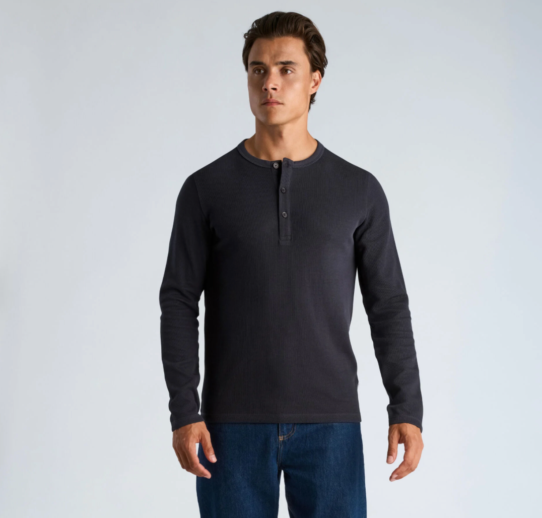 Basic Granddad Tee L/s Navy