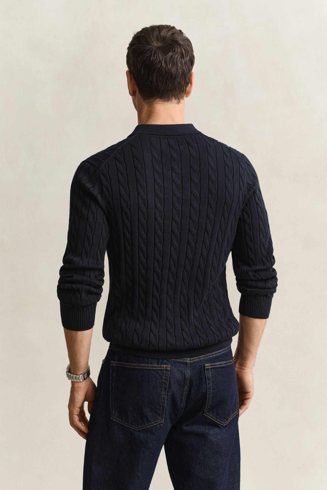 Classic Cable Knit Sweater Evening Blue